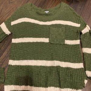 Olive Green Striped Sweater